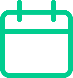 Icon of a calendar with two rings at the top.