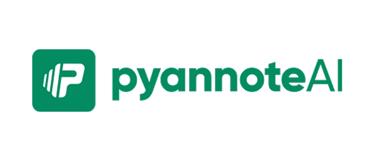 Pyannote AI logo with a stylized 'P' in a green square and the text 'pyannoteAI' beside it.