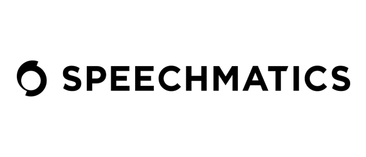 Speechmatics logo with stylized speech bubble icon and the company name in black text.